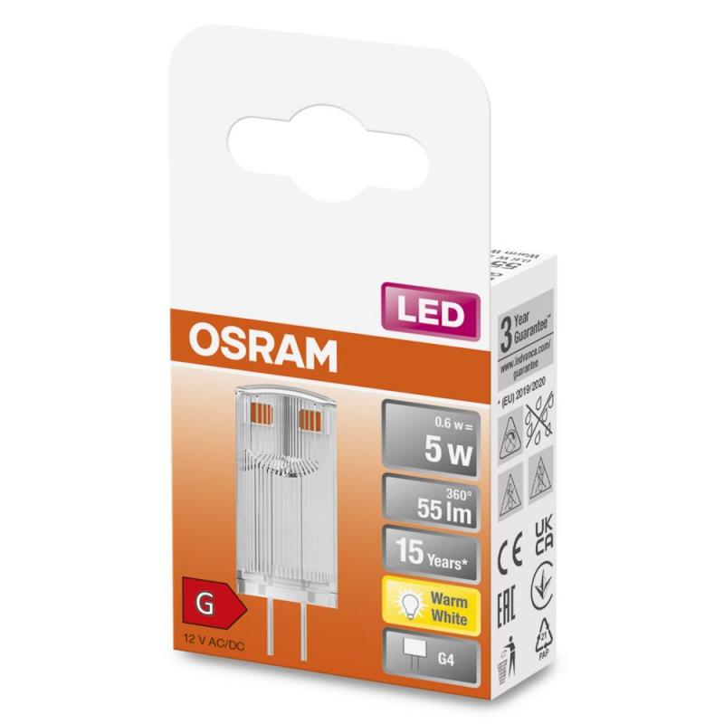 OSRAM LED PIN G4 Stiftsockel 0,6W wie 5W warmweiße Wohnraum Beleuchtung